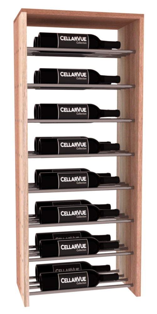 InstaCellar 17.5" Horizontal Double Deep Top Display – Gunmetal Rods – Premium Redwood / Unstained