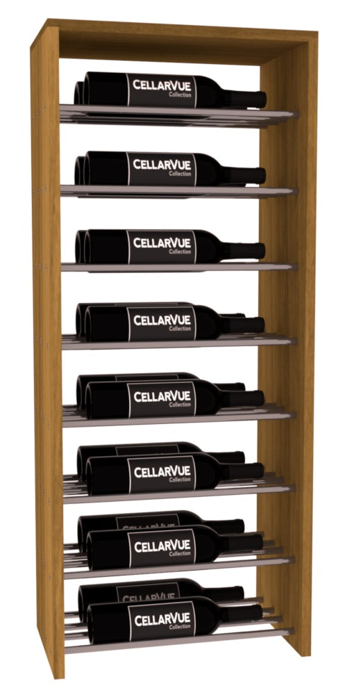InstaCellar 17.5" Horizontal Double Deep Top Display – Gunmetal Rods – Premium Redwood / Oak stained