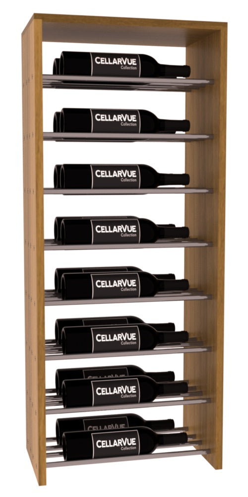 InstaCellar 17.5" Horizontal Double Deep Top Display – Gunmetal Rods – Premium Redwood / Oak stained