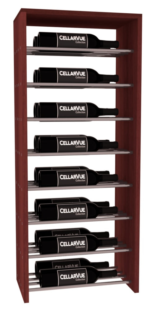 InstaCellar 17.5" Horizontal Double Deep Top Display – Gunmetal Rods – Premium Redwood / Cherry stained