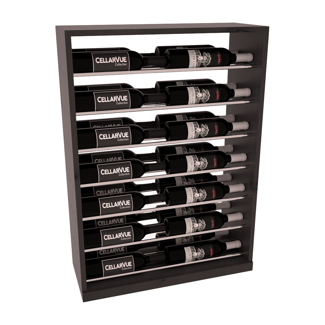 InstaCellar 26" Horizontal Base Display – Black Metal Rods – Ponderosa Pine / Walnut stained