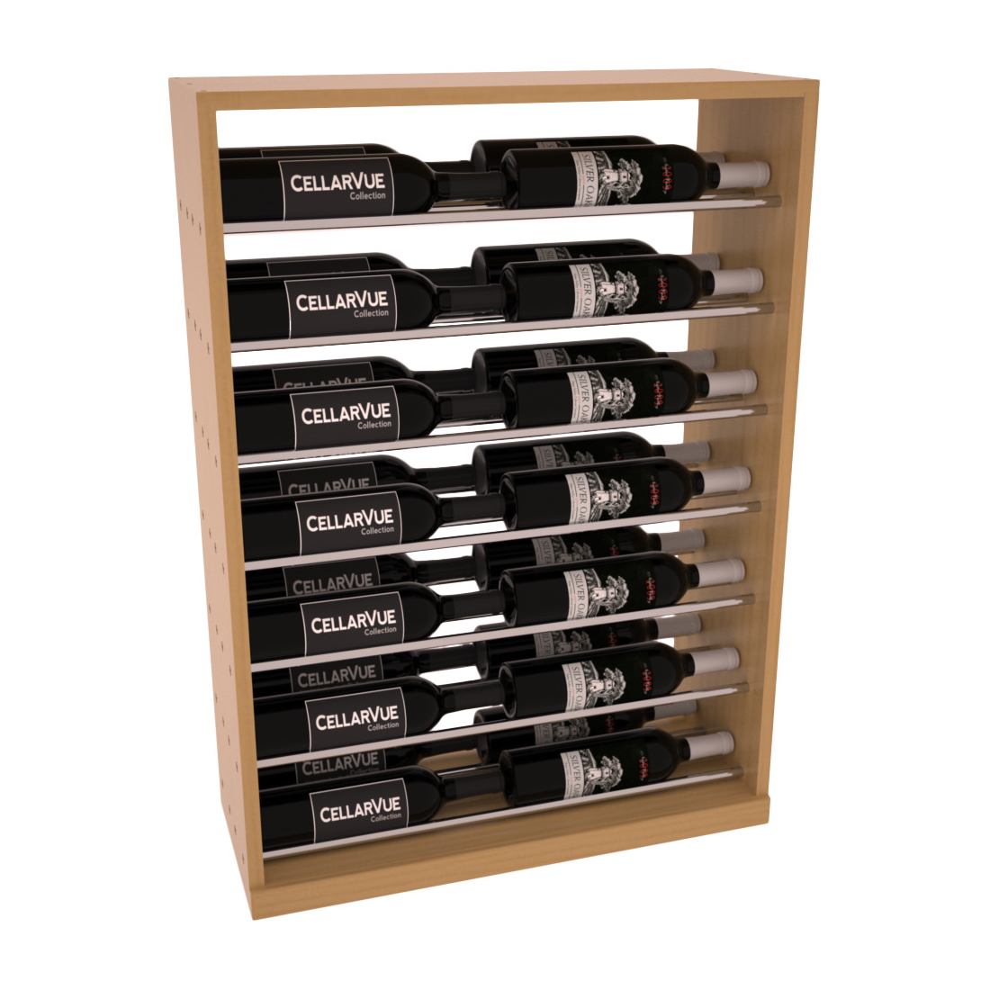 InstaCellar 26" Horizontal Base Display – Black Metal Rods – Knotty Alder / Oak stained
