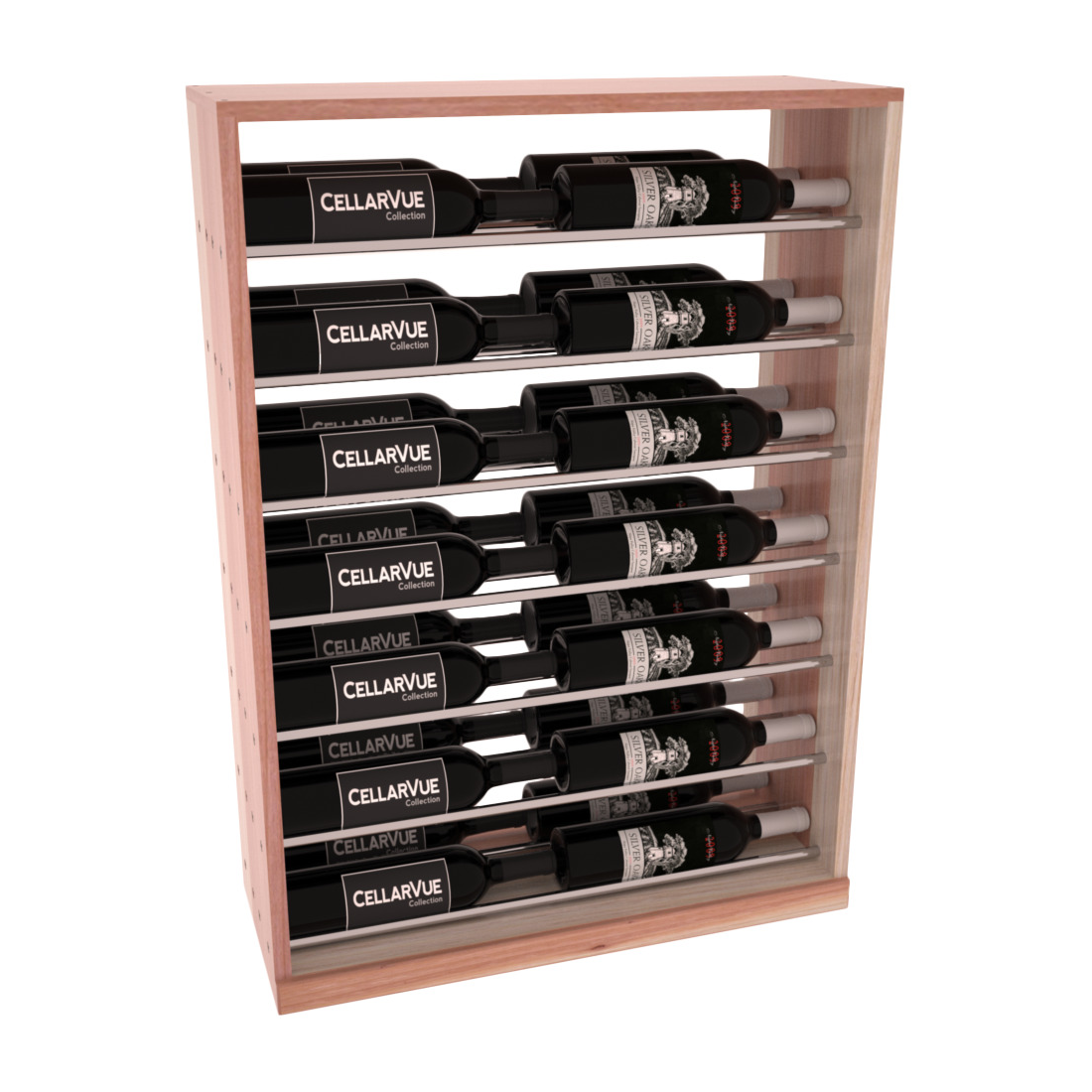 InstaCellar 26" Horizontal Base Display – Black Metal Rods – Knotty Alder / Oak stained