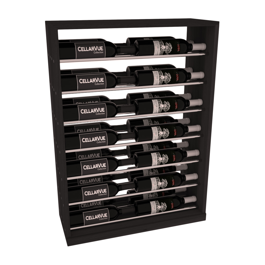 InstaCellar 26" Horizontal Base Display – Black Metal Rods – Knotty Alder / Cherry stained