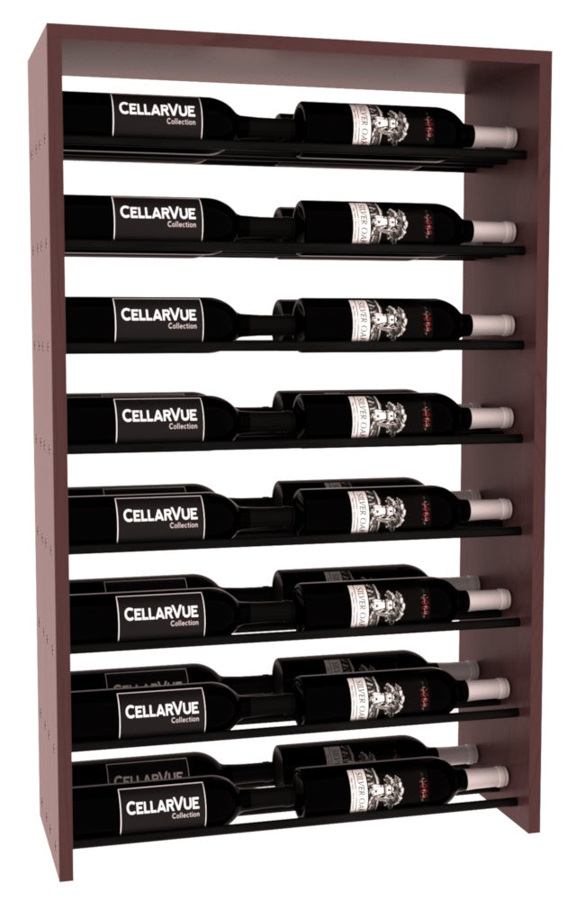 InstaCellar 26" Horizontal Double Deep Top Display – Black Metal Rods – Knotty Alder / Greywash stained
