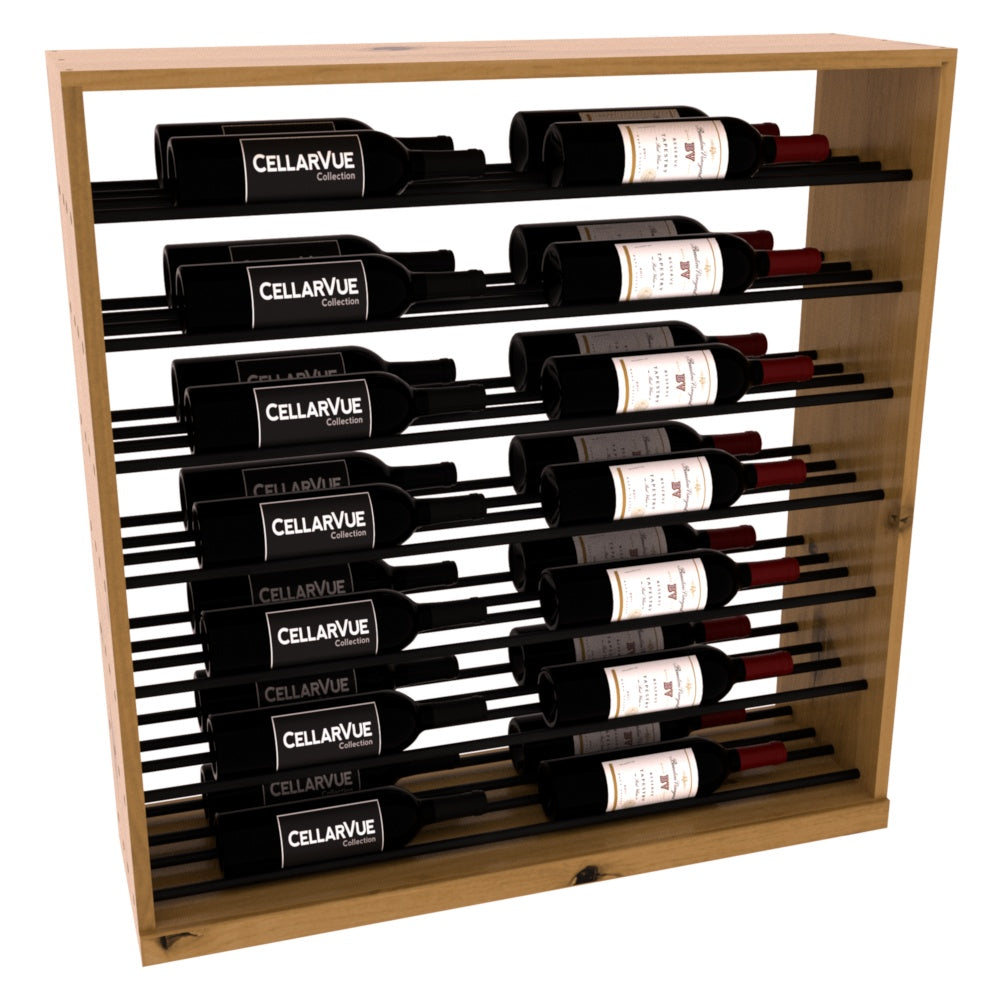 InstaCellar 35" Horizontal Base Display – Black Metal Rods – Premium Redwood / Walnut stained