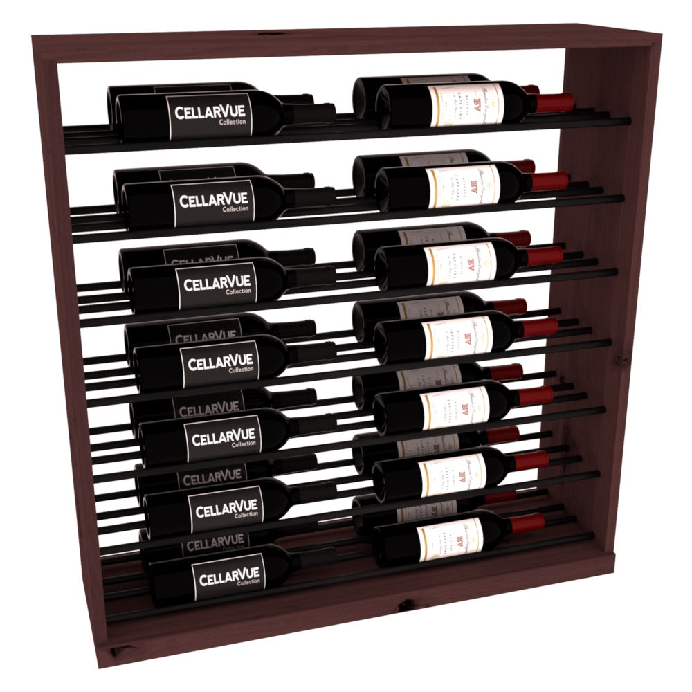 InstaCellar 35" Horizontal Base Display – Black Metal Rods – Premium Redwood / Greywash stained