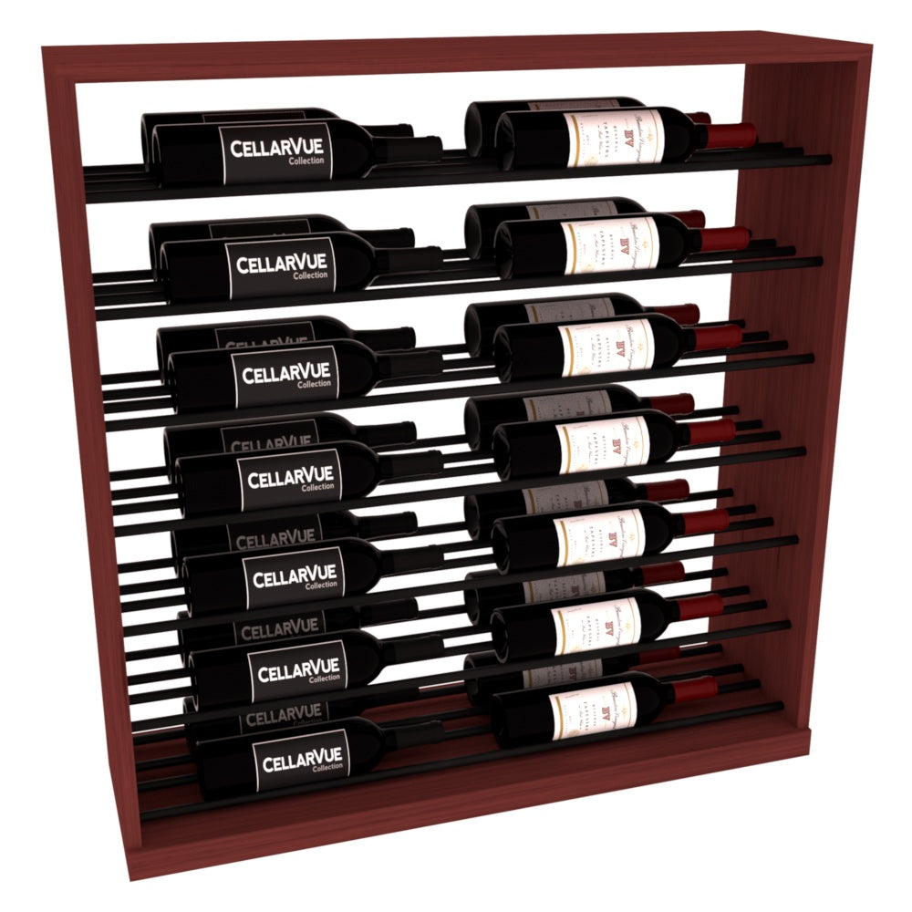 InstaCellar 35" Horizontal Base Display – Black Metal Rods – Grand Mahogany / Cherry stained