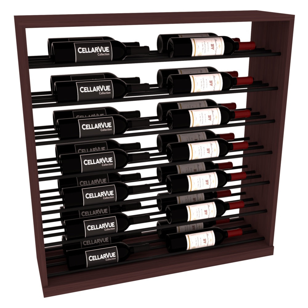 InstaCellar 35" Horizontal Base Display – Black Metal Rods – Grand Mahogany / Walnut stained