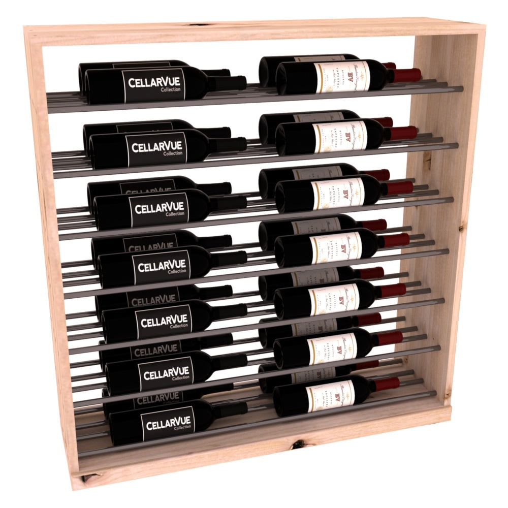 InstaCellar 35" Horizontal Base Display – Gunmetal Rods – Knotty Alder / Unstained
