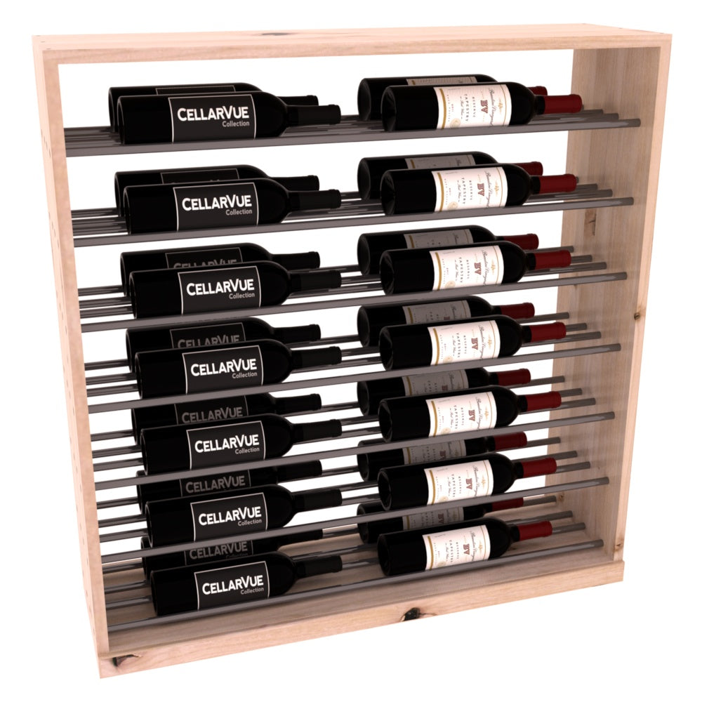 InstaCellar 35" Horizontal Base Display – Gunmetal Rods – Knotty Alder / Unstained
