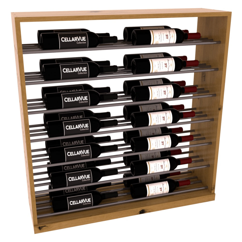 InstaCellar 35" Horizontal Base Display – Gunmetal Rods – Knotty Alder / Oak stained