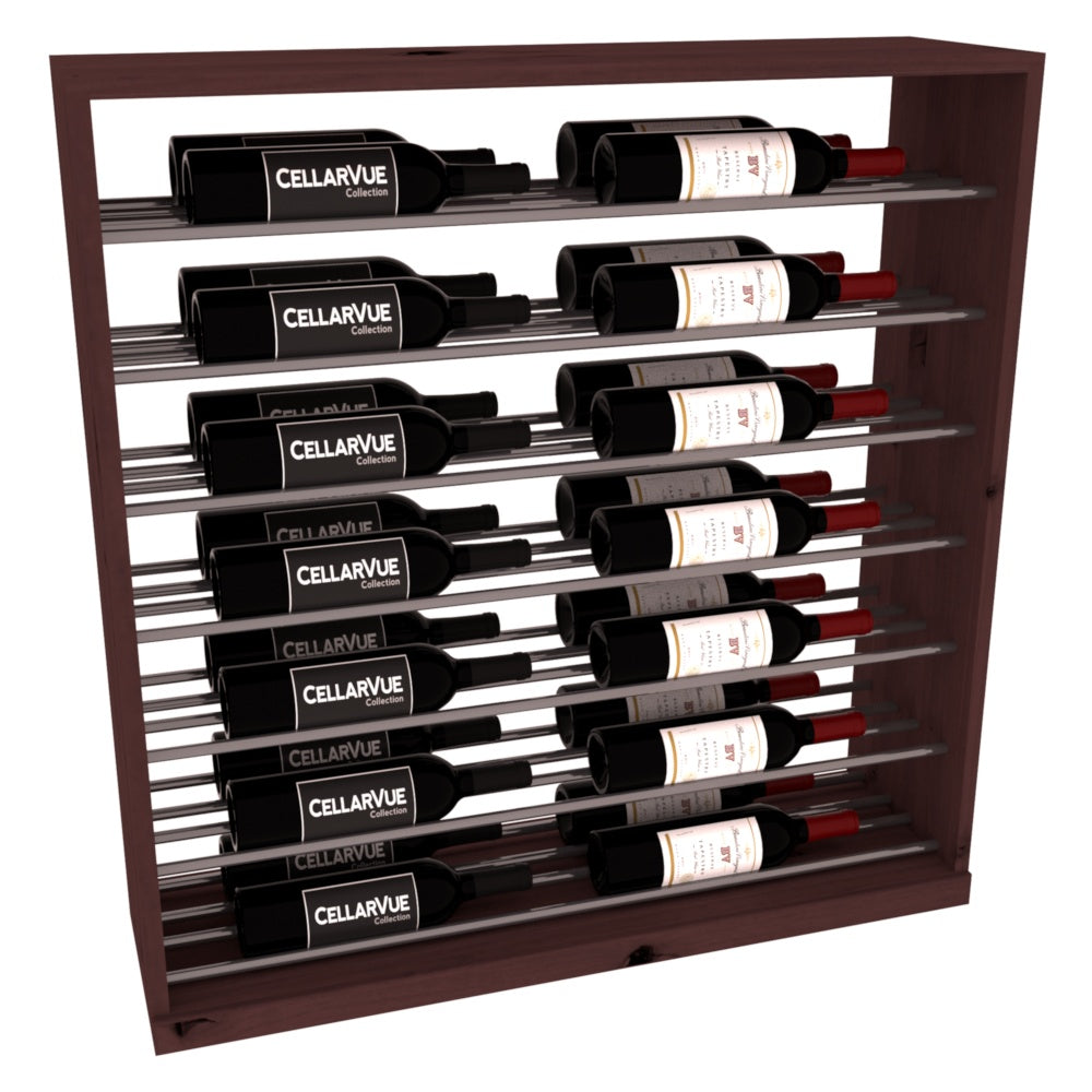 InstaCellar 35" Horizontal Base Display – Gunmetal Rods – Knotty Alder / Walnut stained