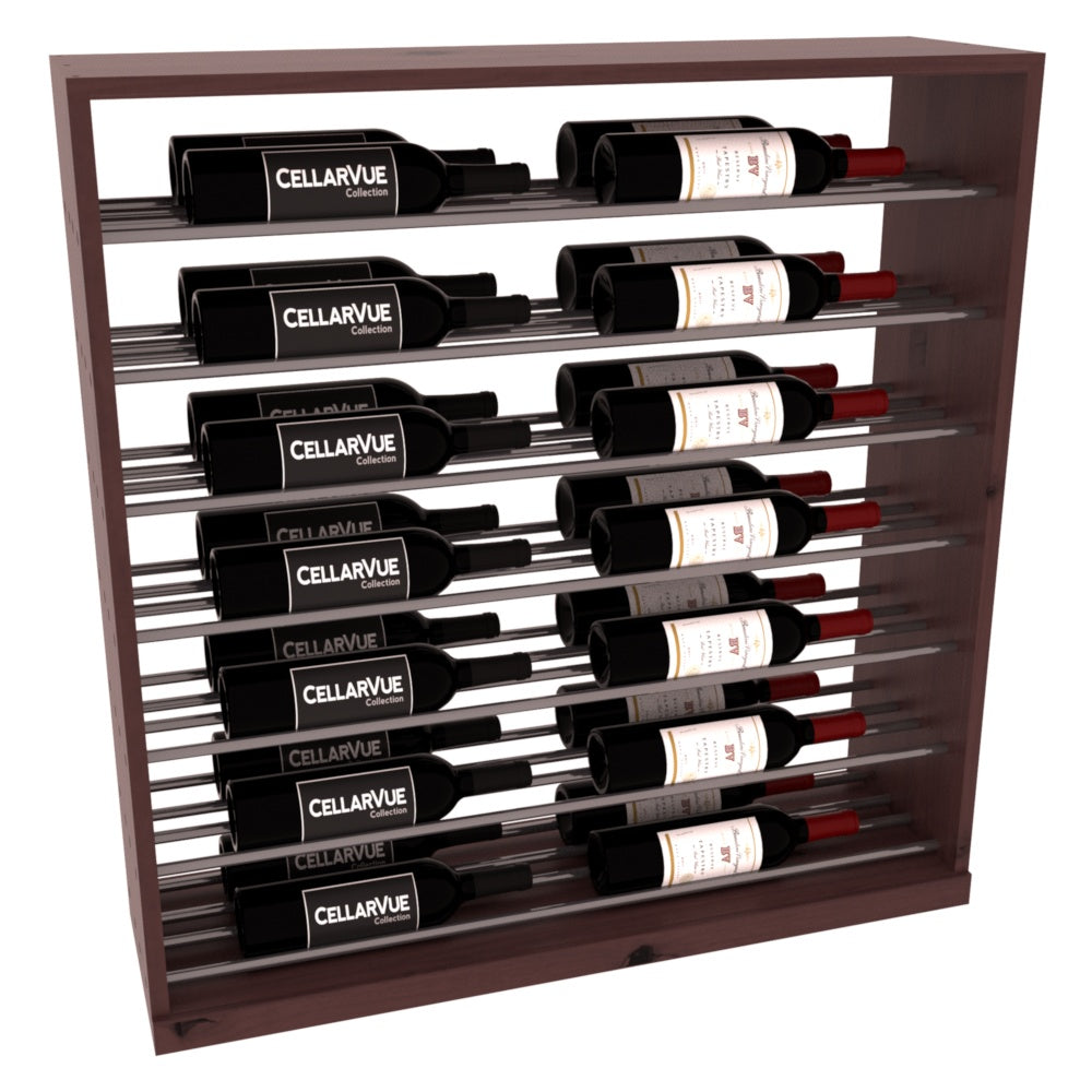 InstaCellar 35" Horizontal Base Display – Gunmetal Rods – Knotty Alder / Walnut stained