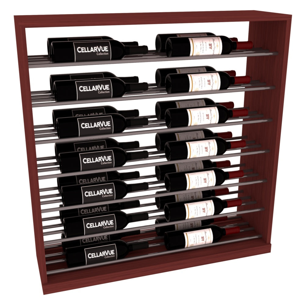 InstaCellar 35" Horizontal Base Display – Gunmetal Rods – Grand Mahogany / Cherry stained