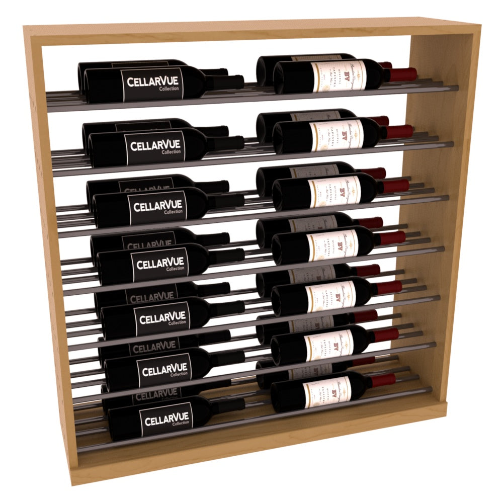 InstaCellar 35" Horizontal Base Display – Gunmetal Rods – Ponderosa Pine / Oak stained