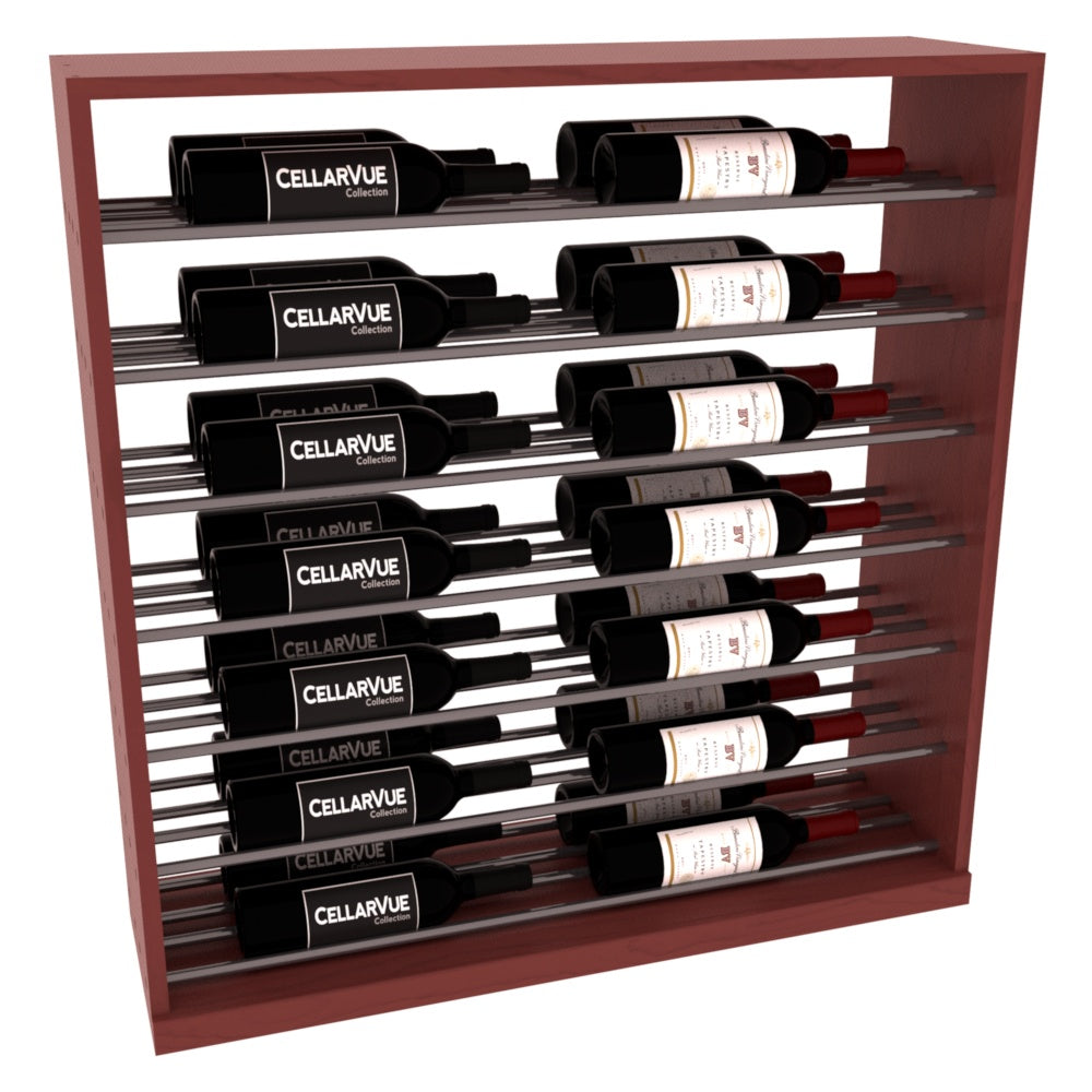 InstaCellar 35" Horizontal Base Display – Gunmetal Rods – Ponderosa Pine / Cherry stained