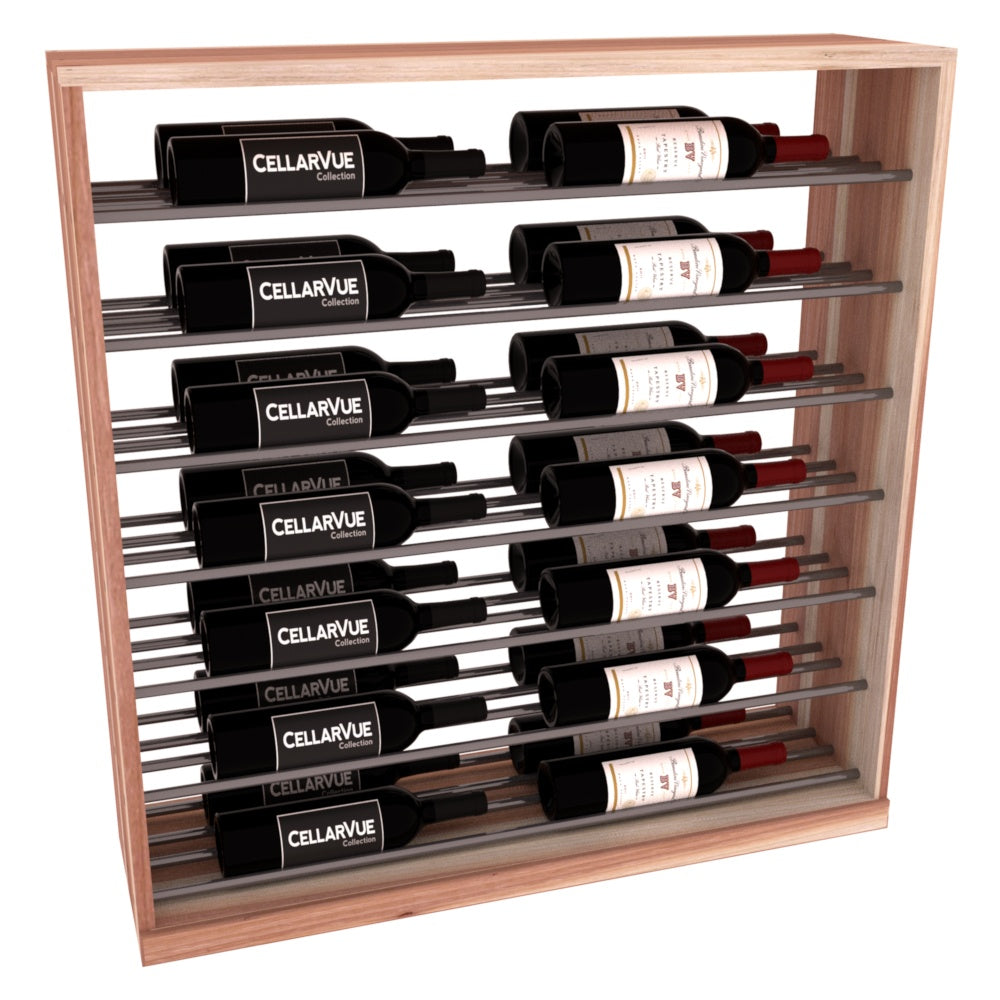 InstaCellar 35" Horizontal Base Display – Gunmetal Rods – Premium Redwood / Unstained