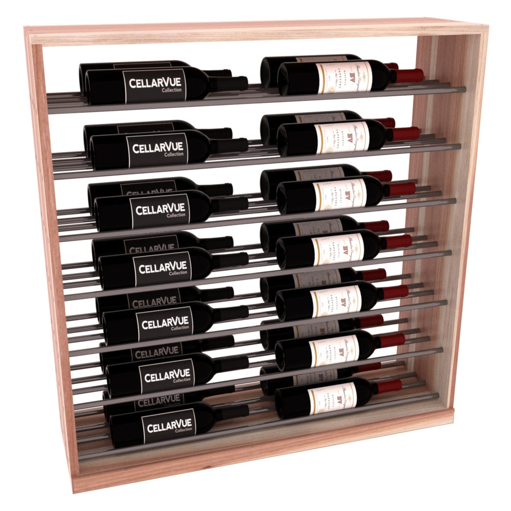 InstaCellar 35" Horizontal Base Display – Gunmetal Rods – Premium Redwood / Unstained