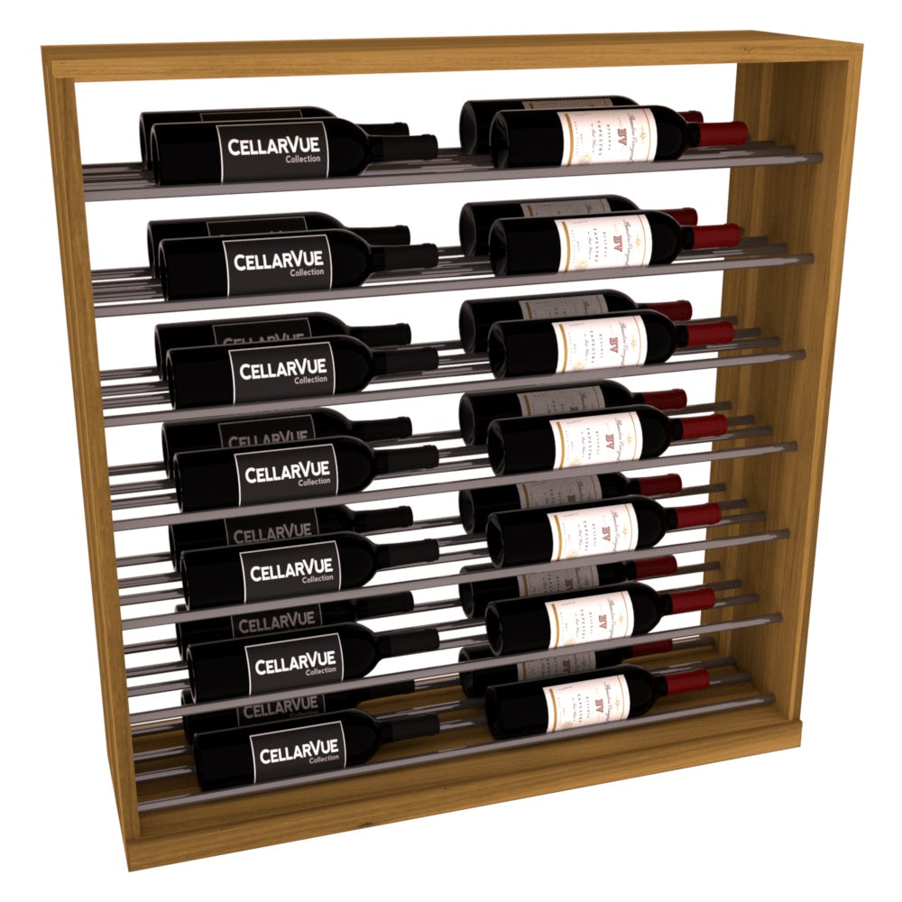 InstaCellar 35" Horizontal Base Display – Gunmetal Rods – Premium Redwood / Oak stained