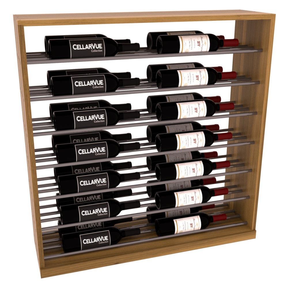 InstaCellar 35" Horizontal Base Display – Gunmetal Rods – Premium Redwood / Oak stained
