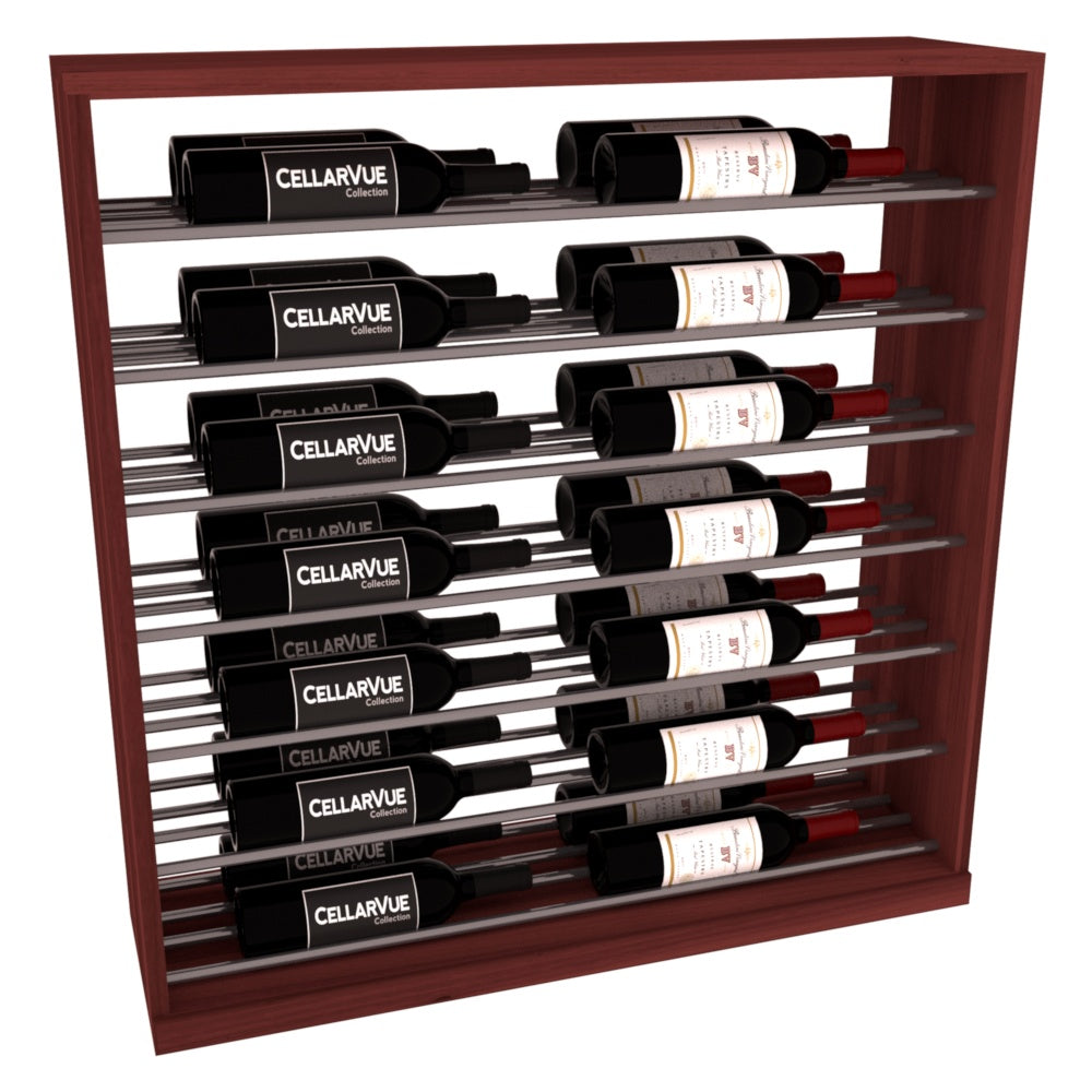 InstaCellar 35" Horizontal Base Display – Gunmetal Rods – Premium Redwood / Cherry stained