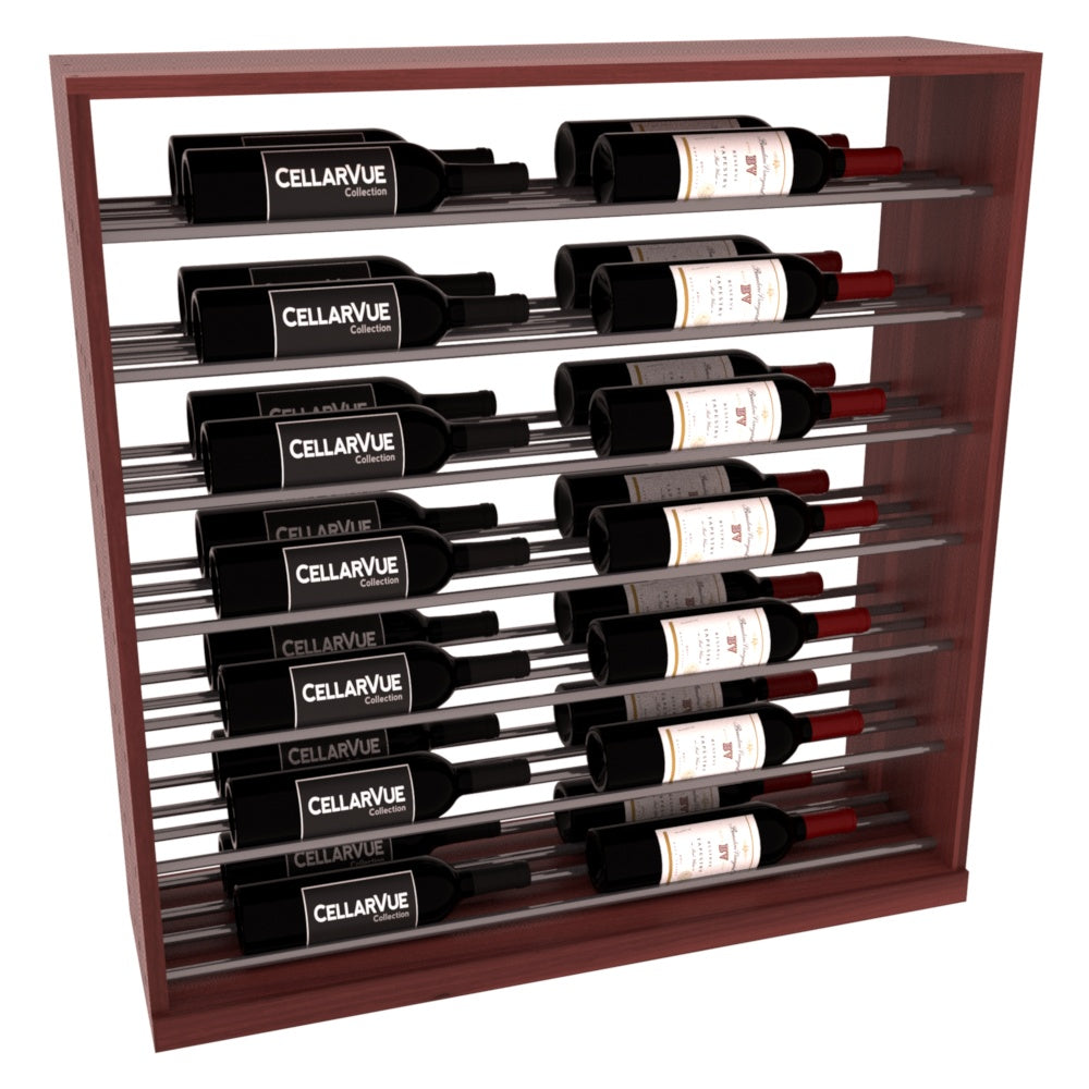 InstaCellar 35" Horizontal Base Display – Gunmetal Rods – Premium Redwood / Cherry stained