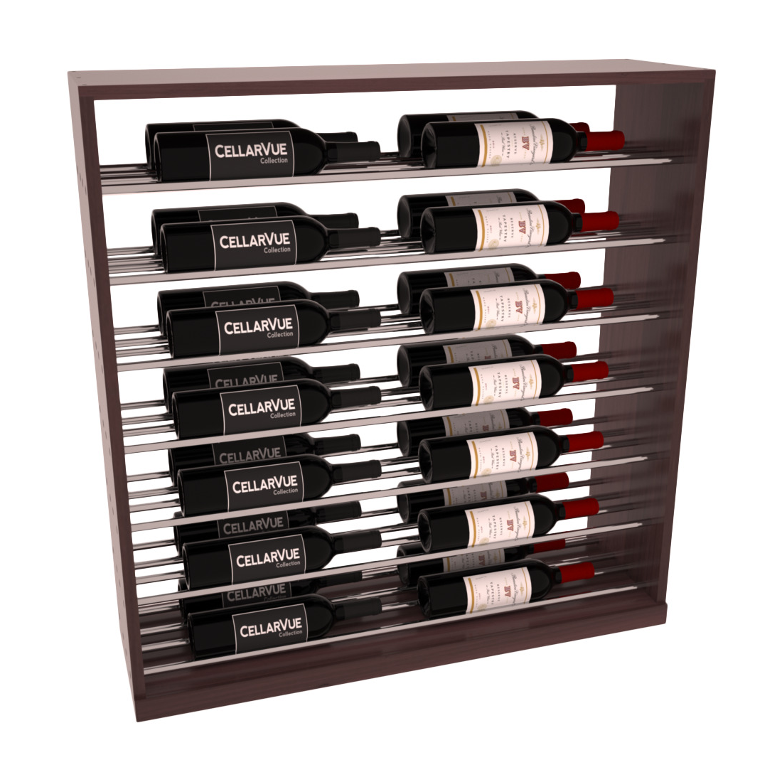 InstaCellar 35" Horizontal Base Display – Black Metal Rods – Ponderosa Pine / Oak stained
