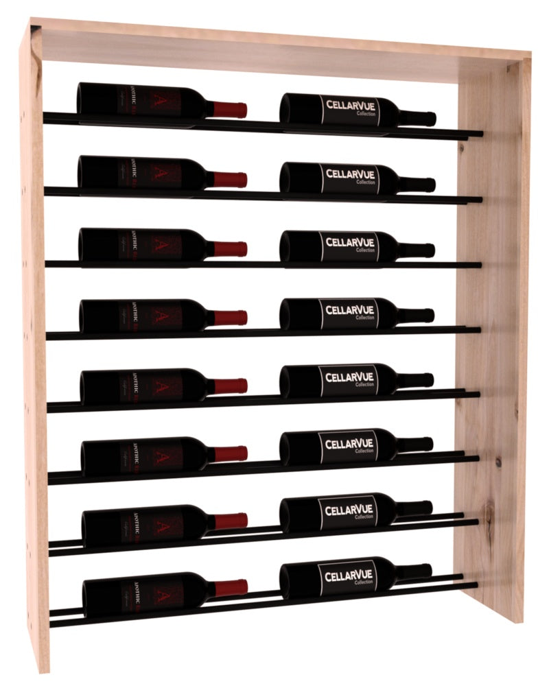 InstaCellar 35" Horizontal Top Display – Black Metal Rods – Knotty Alder / Unstained