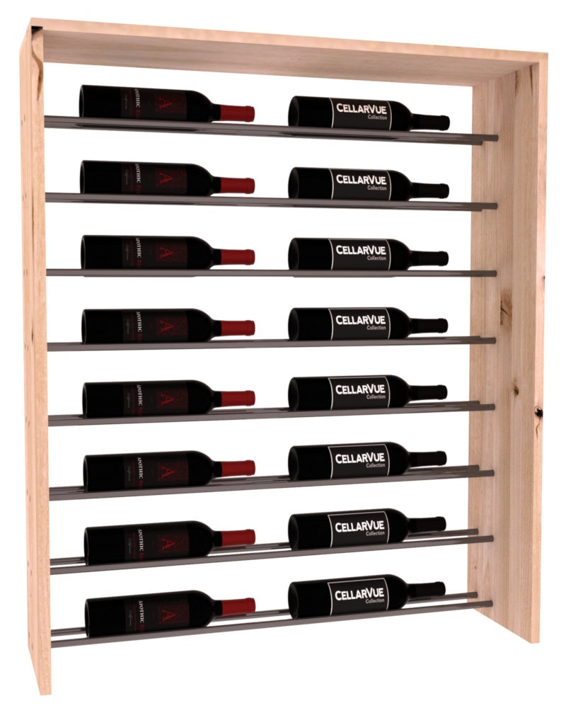 InstaCellar 35" Horizontal Top Display – Gunmetal Rods – Knotty Alder / Unstained