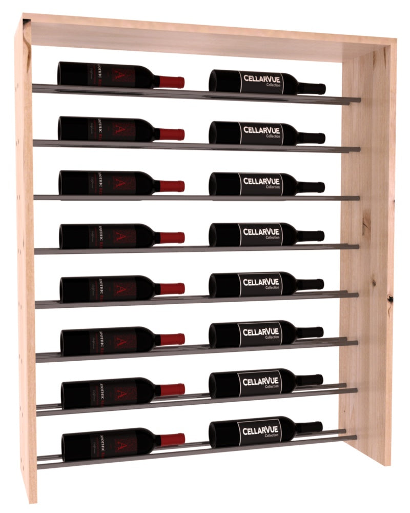 InstaCellar 35" Horizontal Top Display – Gunmetal Rods – Knotty Alder / Unstained