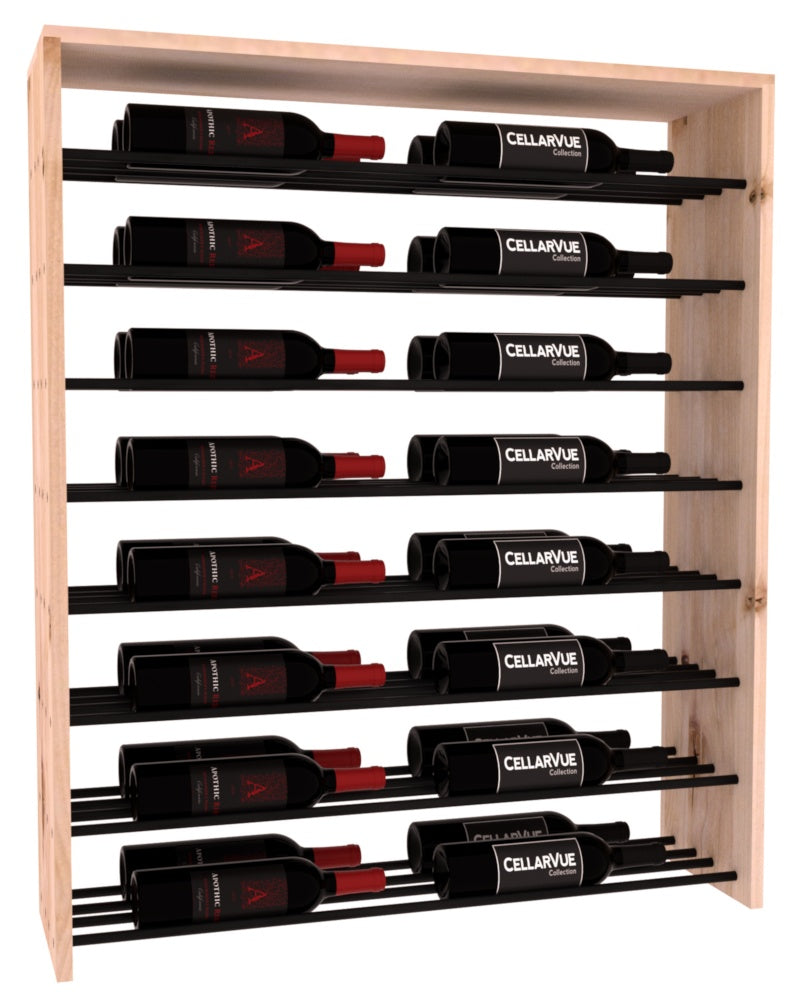 InstaCellar 35" Horizontal Double Deep Top Display – Black Metal Rods – Knotty Alder / Unstained