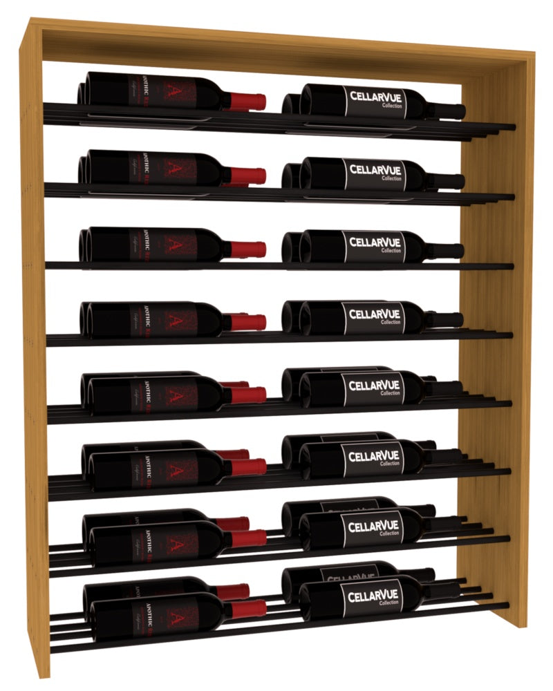 InstaCellar 35" Horizontal Double Deep Top Display – Black Metal Rods – Knotty Alder / Oak stained