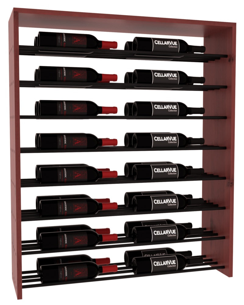 InstaCellar 35" Horizontal Double Deep Top Display – Black Metal Rods – Knotty Alder / Cherry stained