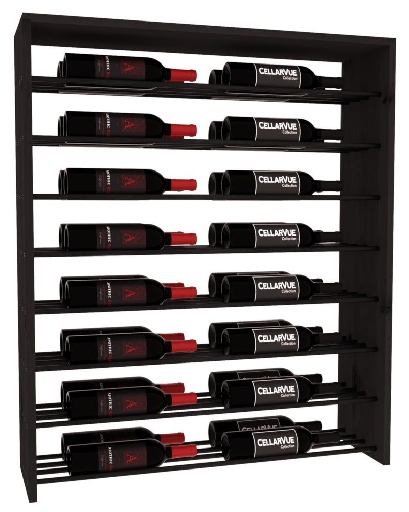 InstaCellar 35" Horizontal Double Deep Top Display – Black Metal Rods – Knotty Alder / Black stained