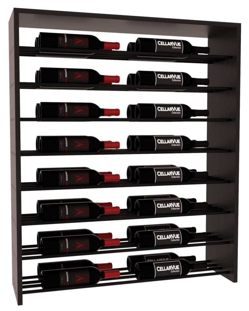 InstaCellar 35" Horizontal Double Deep Top Display – Black Metal Rods – Knotty Alder / Black stained