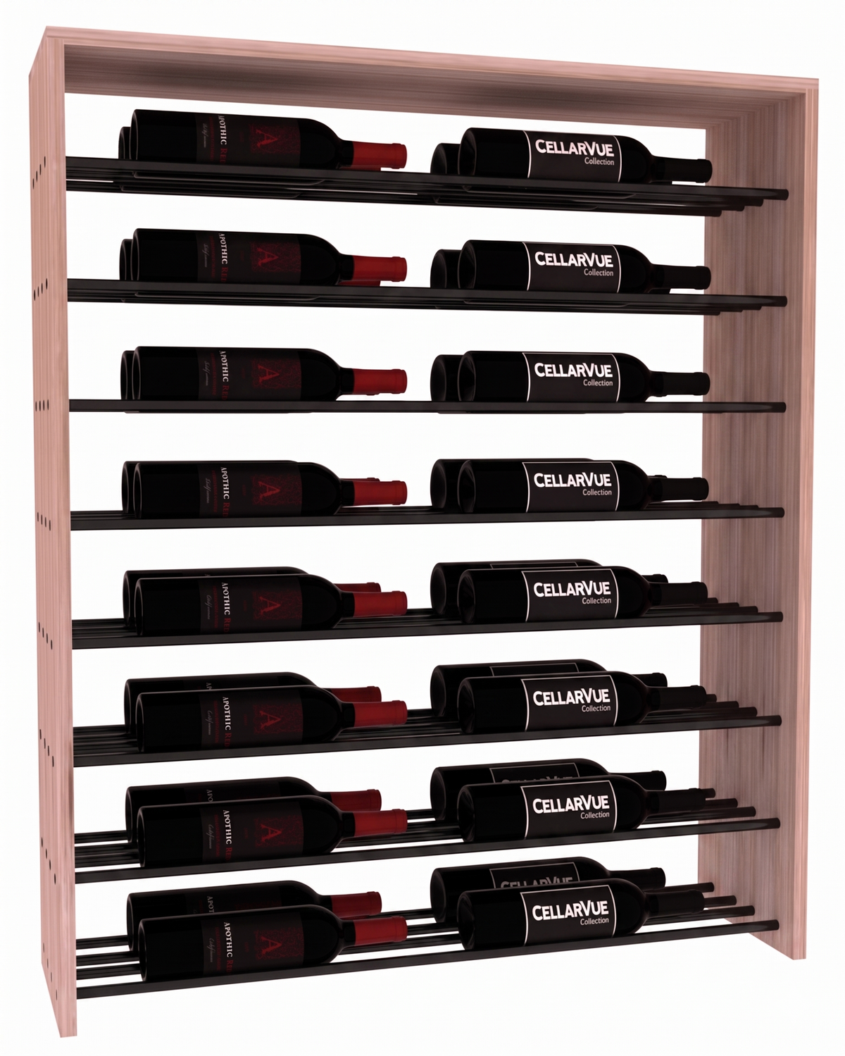 InstaCellar 35" Horizontal Double Deep Top Display – Black Metal Rods – Grand Mahogany / Unstained