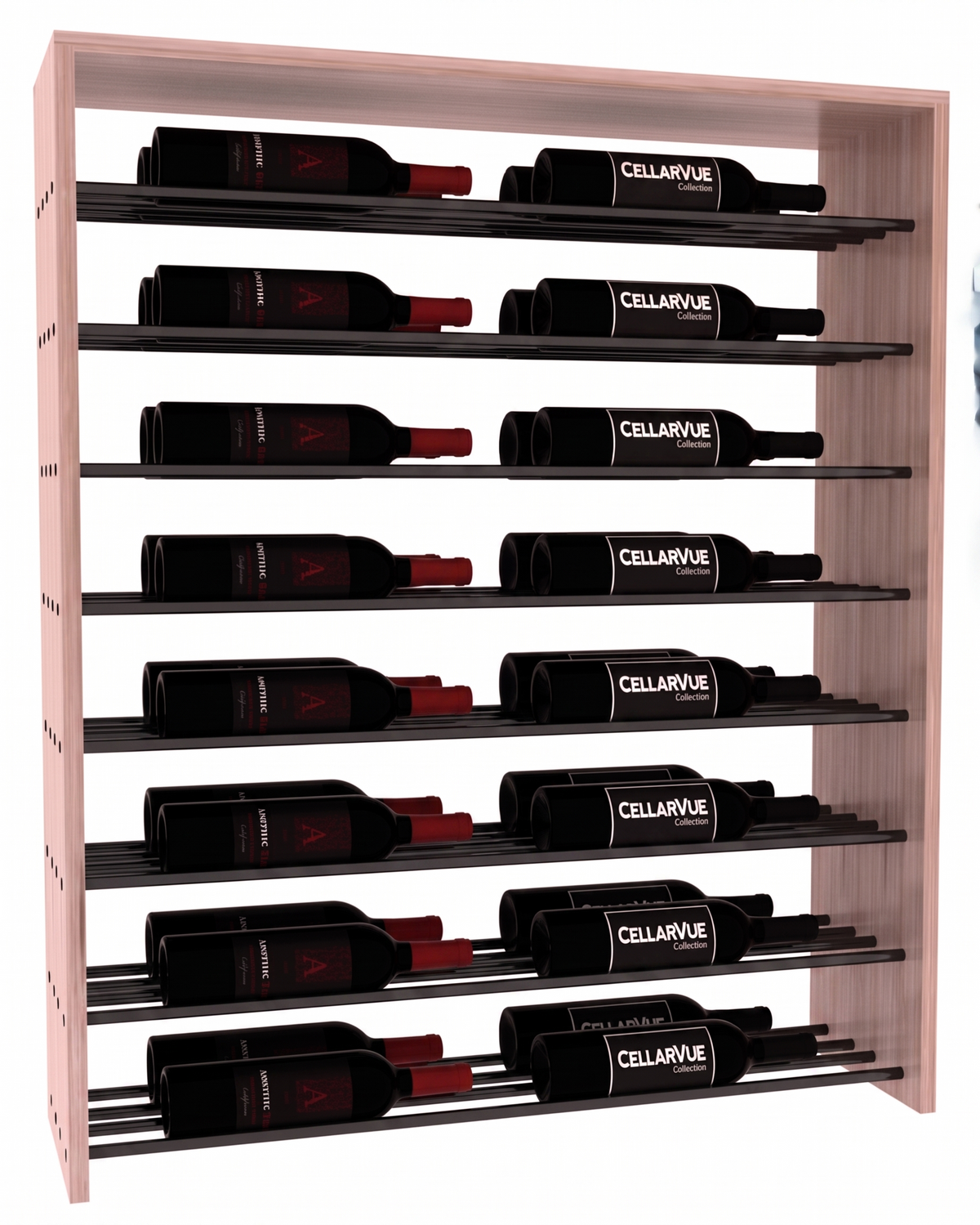 InstaCellar 35" Horizontal Double Deep Top Display – Black Metal Rods – Grand Mahogany / Unstained