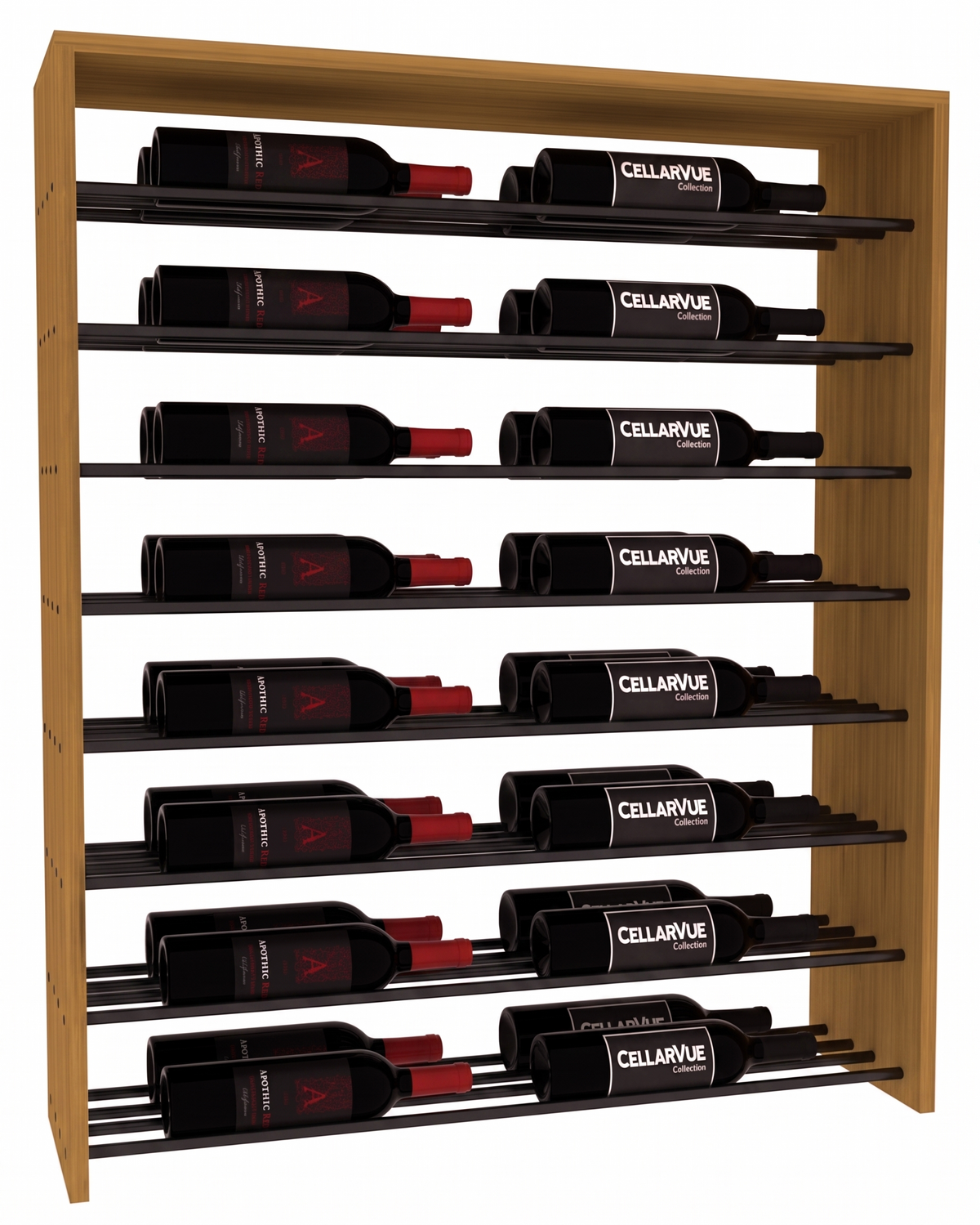 InstaCellar 35" Horizontal Double Deep Top Display – Black Metal Rods – Grand Mahogany / Oak stained
