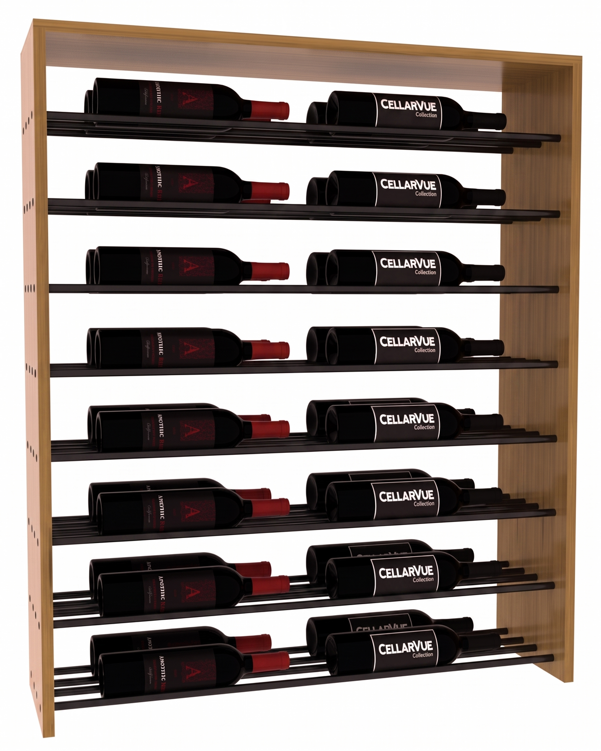 InstaCellar 35" Horizontal Double Deep Top Display – Black Metal Rods – Grand Mahogany / Oak stained