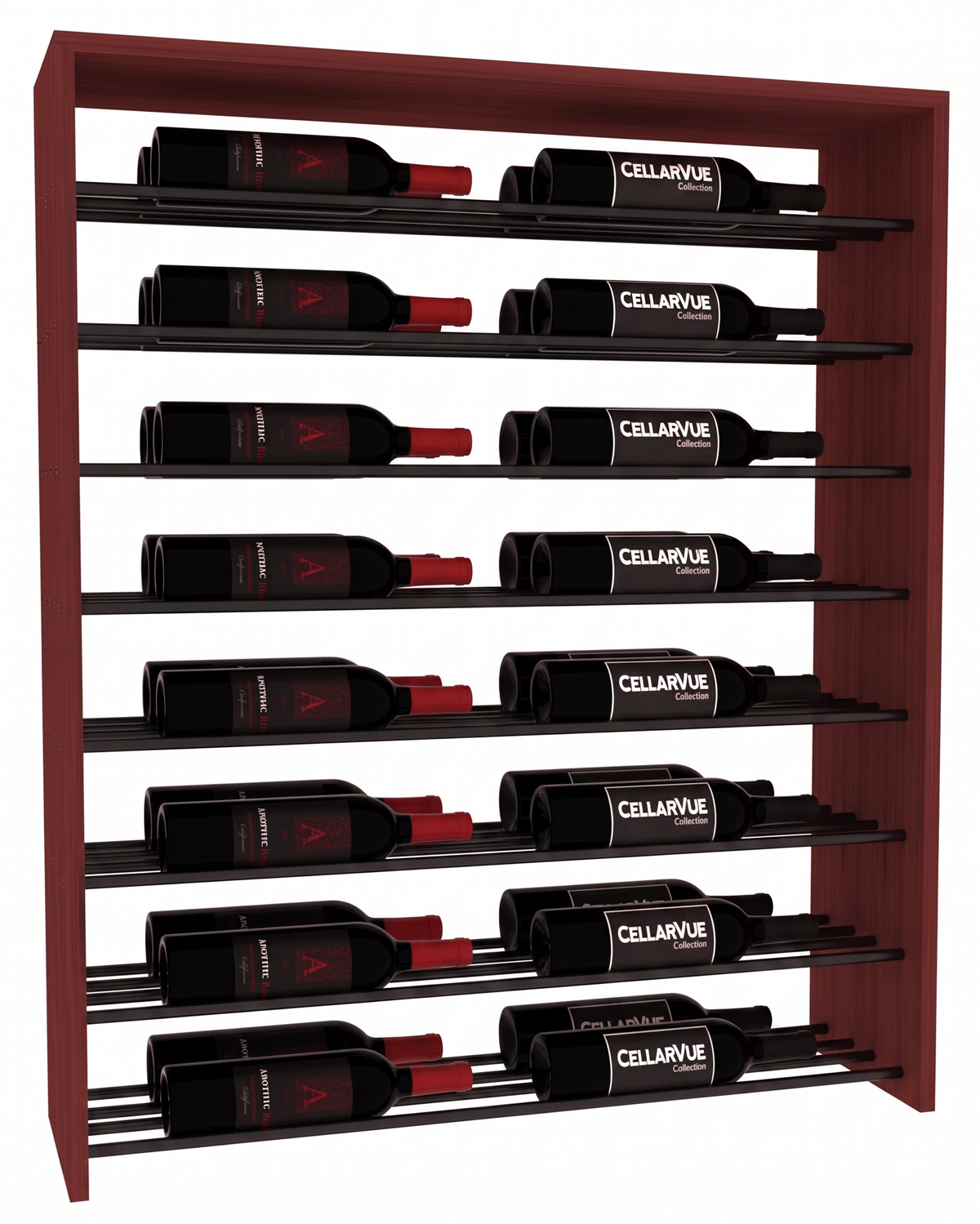 InstaCellar 35" Horizontal Double Deep Top Display – Black Metal Rods – Grand Mahogany / Cherry stained