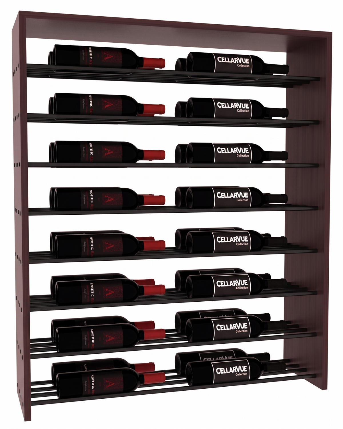 InstaCellar 35" Horizontal Double Deep Top Display – Black Metal Rods – Grand Mahogany / Walnut stained