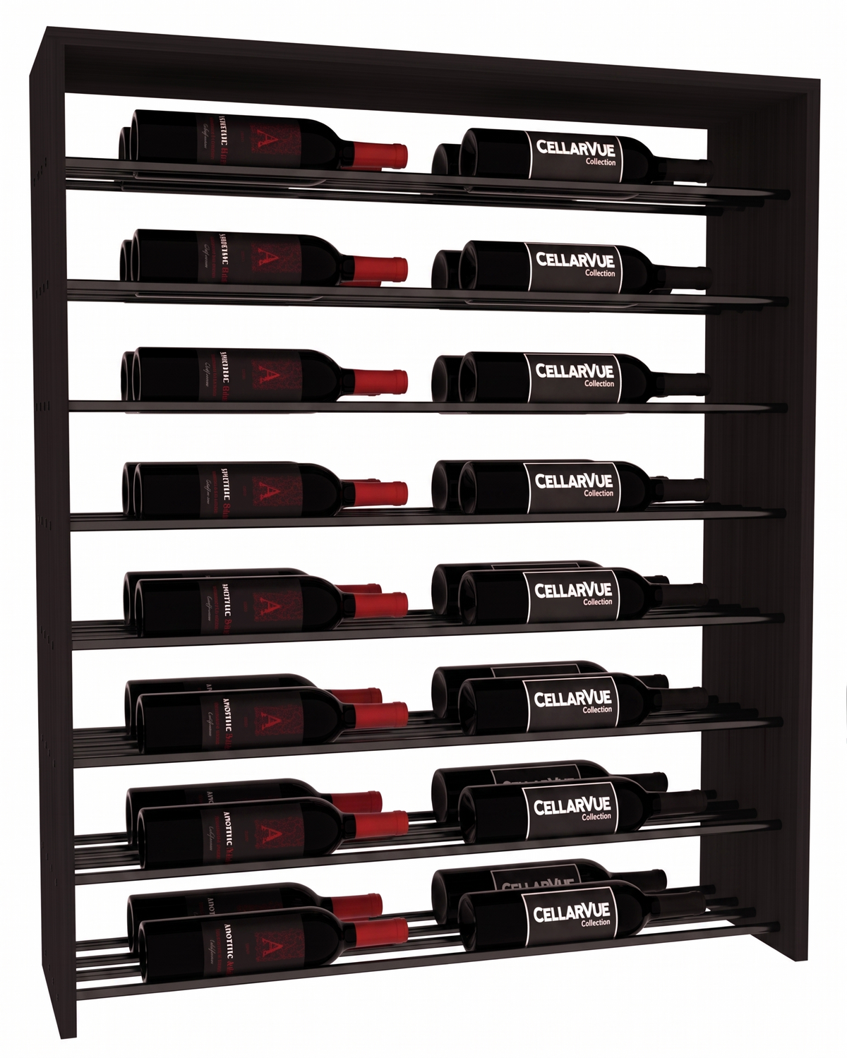 InstaCellar 35" Horizontal Double Deep Top Display – Black Metal Rods – Grand Mahogany / Black stained