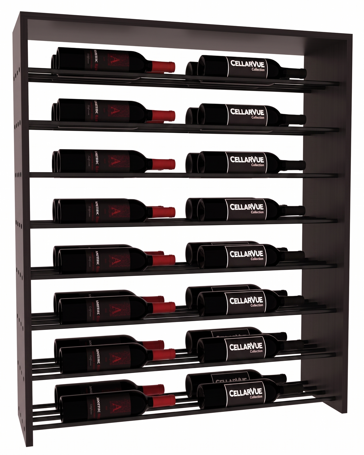InstaCellar 35" Horizontal Double Deep Top Display – Black Metal Rods – Grand Mahogany / Black stained