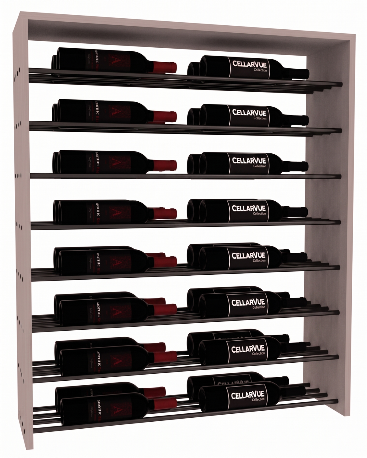 InstaCellar 35" Horizontal Double Deep Top Display – Black Metal Rods – Grand Mahogany / Greywash stained