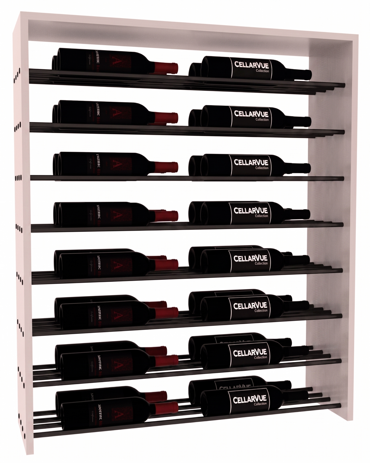 InstaCellar 35" Horizontal Double Deep Top Display – Black Metal Rods – Grand Mahogany / Greywash stained