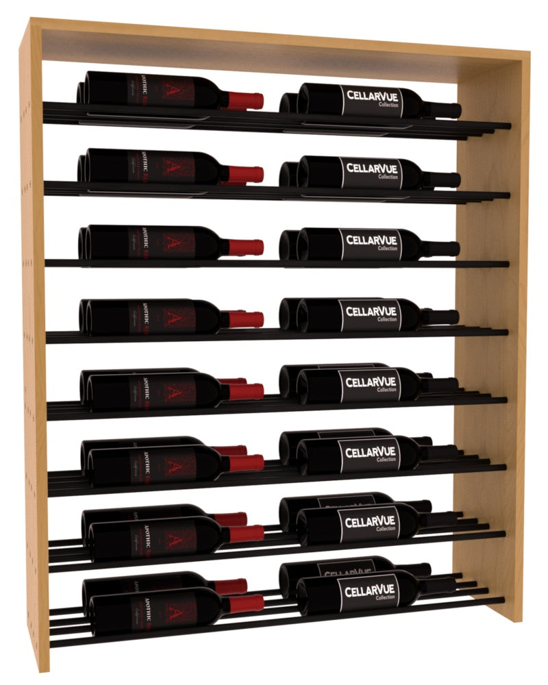 InstaCellar 35" Horizontal Double Deep Top Display – Black Metal Rods – Ponderosa Pine / Oak stained