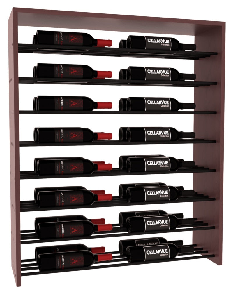 InstaCellar 35" Horizontal Double Deep Top Display – Black Metal Rods – Ponderosa Pine / Walnut stained
