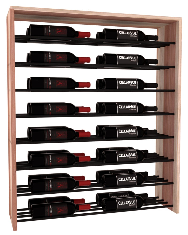 InstaCellar 35" Horizontal Double Deep Top Display – Black Metal Rods – Premium Redwood / Unstained