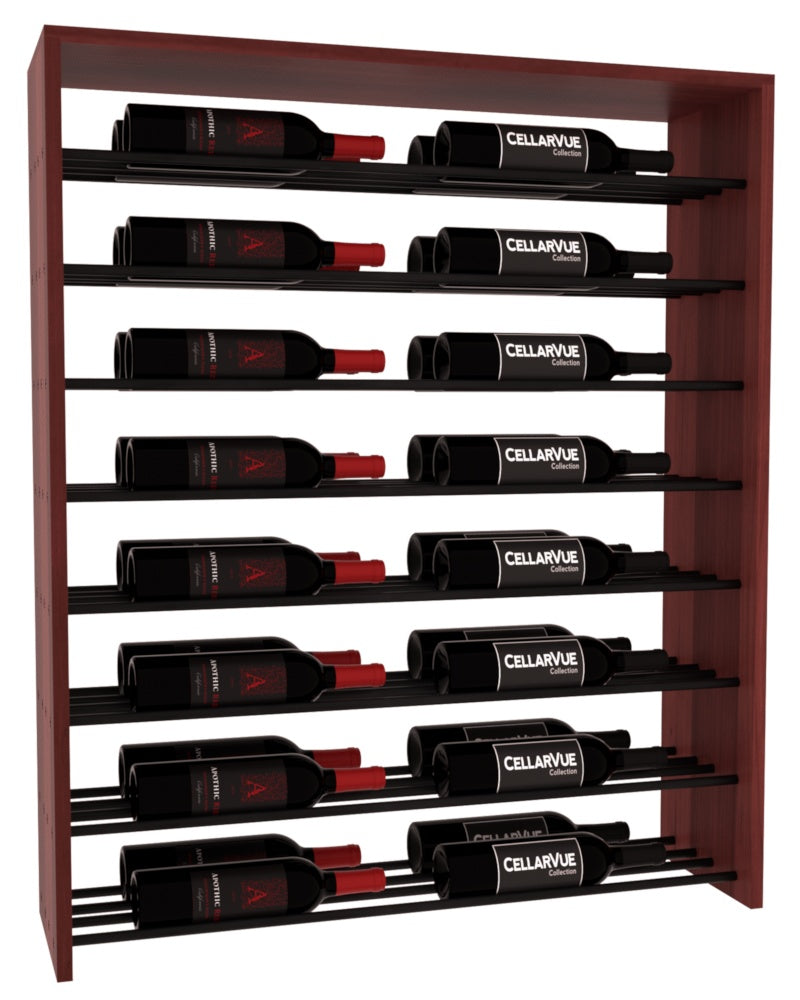 InstaCellar 35" Horizontal Double Deep Top Display – Black Metal Rods – Premium Redwood / Cherry stained